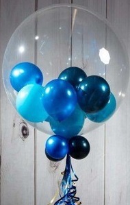 High quality balloons bobo balloon stuffed with colours of balloons and white balloons on stick and leaves