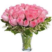 24 Pink roses vase