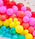 100 red pink purple green orange small and large balloons