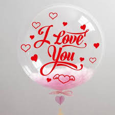 Romantic balloons with Love you printed on bubble transparent balloon