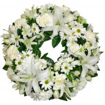 White Lilies White roses condolence Funeral Wreath